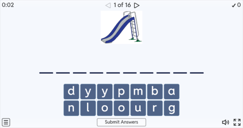 Places at School Interactive Spell The Word Worksheet