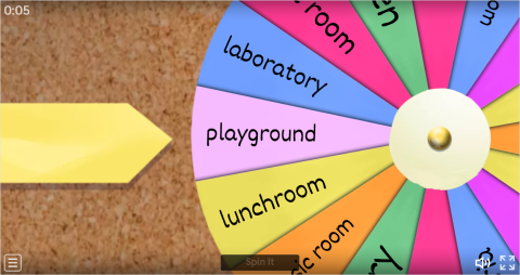 Places at School Interactive Spin The Wheel Worksheet