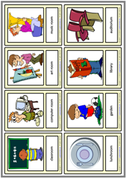 Places at School ESL Printable Vocabulary Learning Cards