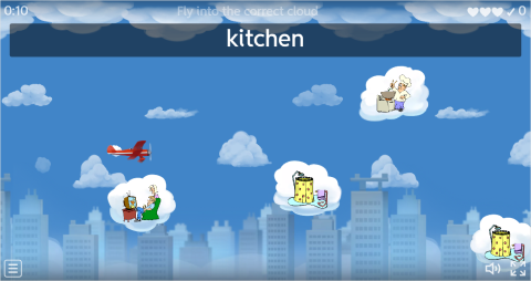 Places in a House ESL Vocabulary Airplane Game