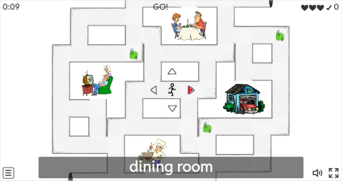 Places in a House ESL Vocabulary Maze Chase Game
