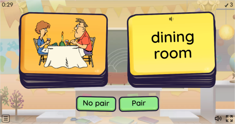 Places in a House ESL Pair or No Pair Worksheet