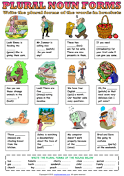 Plural Forms Of Nouns ESL Grammar Exercise Worksheet