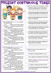 Present Continuous Tense ESL Grammar Test Worksheet