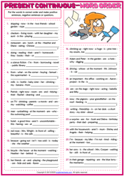 Present Continuous Tense ESL Word Order Exercise Worksheet