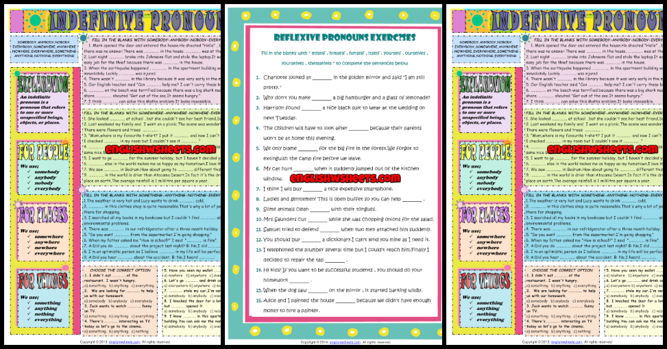 Pronouns ESL Printable Worksheets and Exercises