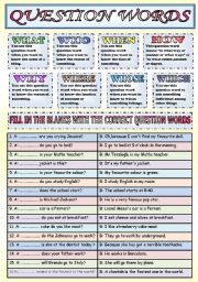 Question Words ESL Grammar Exercise Worksheet