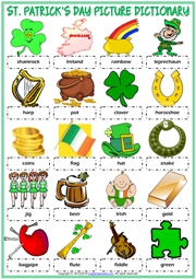 St. Patrick's Day ESL Picture Dictionary Worksheet For Kids