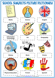 School Subjects ESL Printable Picture Dictionary For Kids
