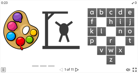 School Subjects ESL Interactive Hangman Game