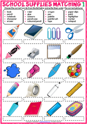 School supplies/ los útiles escolare…: English ESL worksheets pdf