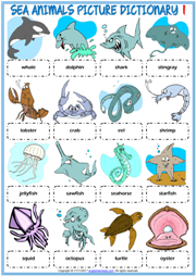 Sea Animals ESL Printable Picture Dictionary For Kids