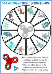 Sea Animals ESL Printable Fidget Spinner Game For Kids