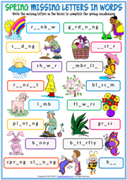 Seasons Vocabulary Missing Letters In Words Worksheets