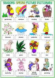 Seasons Vocabulary ESL Picture Dictionary Worksheets