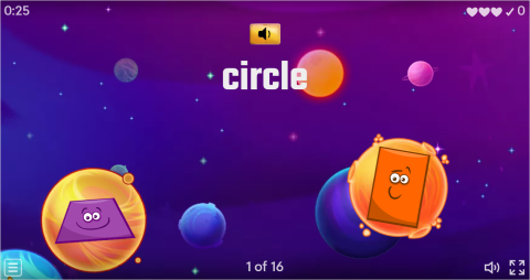 Shapes ESL Vocabulary Flying Fruit Game