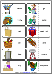 Shopping Vocabulary ESL Printable Dominoes Game