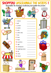 Shopping Vocabulary Exercises genera…: English ESL worksheets pdf
