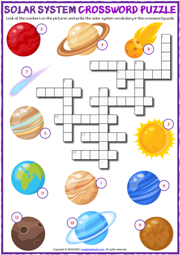 Solar System ESL Printable Crossword Puzzle Worksheet