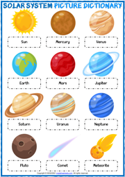 Solar System ESL Vocabulary Worksheets