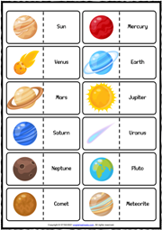 Solar System ESL Vocabulary Worksheets
