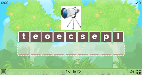 Space Vocabulary ESL Interactive Anagram