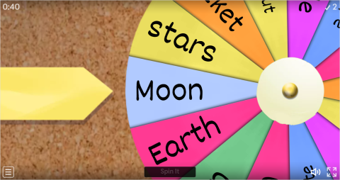 Space ESL Interactive Spin The Wheel Worksheet