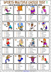 Sports ESL Printable Multiple Choice Tests For Kids