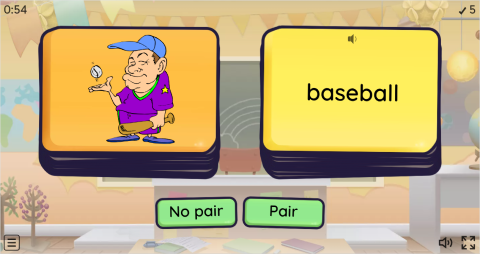 Sports ESL Vocabulary Pair or No Pair Worksheet