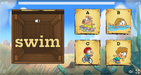 Sports Verbs ESL Interactive Open The Box Worksheet