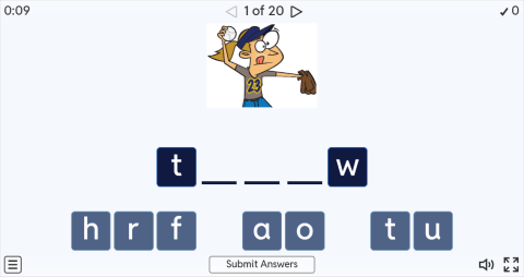 Sports Verbs ESL Interactive Spell The Word Worksheet
