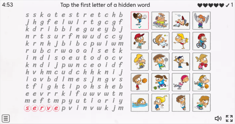 Sports Verbs ESL Interactive Wordsearch Puzzle