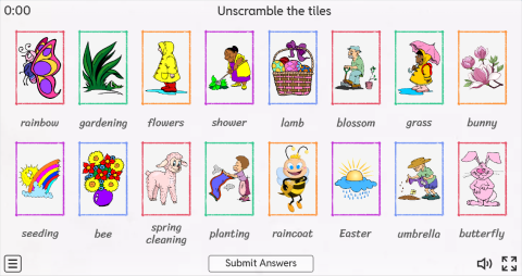 Spring ESL Interactive Vocabulary Match Up Worksheet