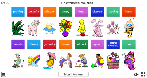 Spring ESL Interactive Unscramble Worksheet