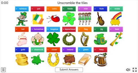 St. Patrick's Day ESL Interactive Unscramble Worksheet