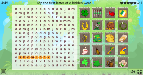 St. Patrick's Day ESL Interactive Wordsearch Puzzle