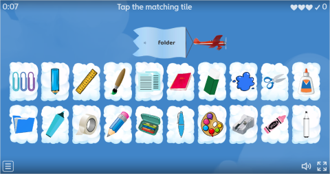 Stationery Objects Interactive Find The Match Worksheet