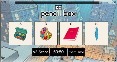 Stationery Objects ESL Interactive Vocabulary Quiz Show