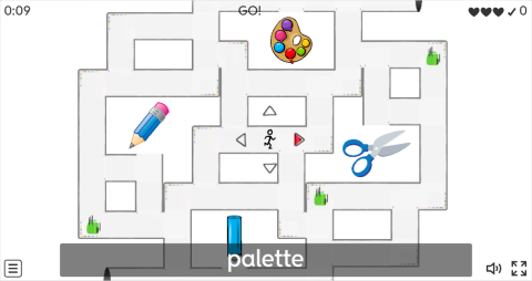 Stationery Objects ESL Vocabulary Maze Chase Game