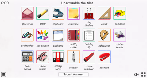 Stationery Objects ESL Interactive Match Up Worksheet