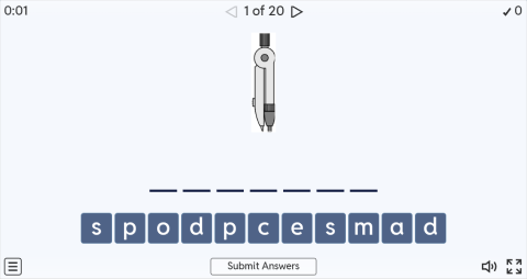 Stationery Objects Interactive Spell The Word Worksheet