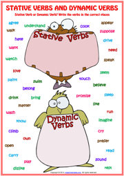 Stative Verbs or Dynamic Verbs ESL Grammar Worksheet