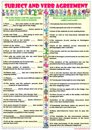 Subject And Verb Agreement Grammar Exercises Worksheet