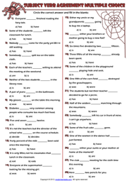 Subject And Verb Agreement Multiple Choice Exercise Test