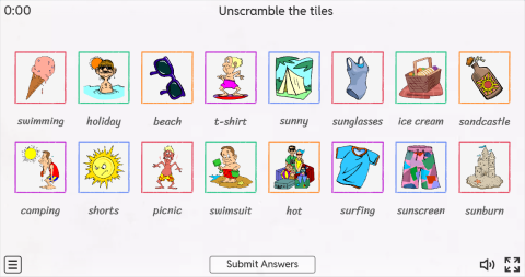 Summer ESL Interactive Vocabulary Match Up Worksheet