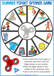 Summer ESL Printable Fidget Spinner Game For Kids