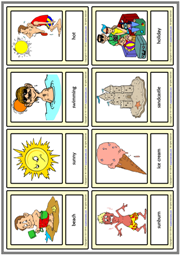 Summer ESL Printable Vocabulary Learning Cards For Kids