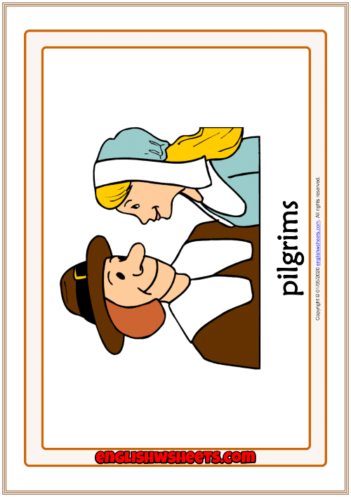 Thanksgiving ESL Printable Flashcards With Words for Kids