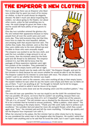 The Emperor's New Clothes ESL Reading Text Worksheet For Kids