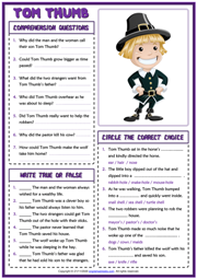 Tom Thumb ESL Reading Comprehension Questions Worksheet